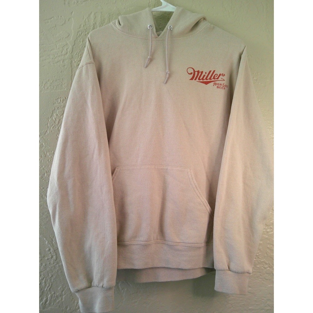 Vtg Tan MILLER HIGH LIFE Hoodie Women Size Small